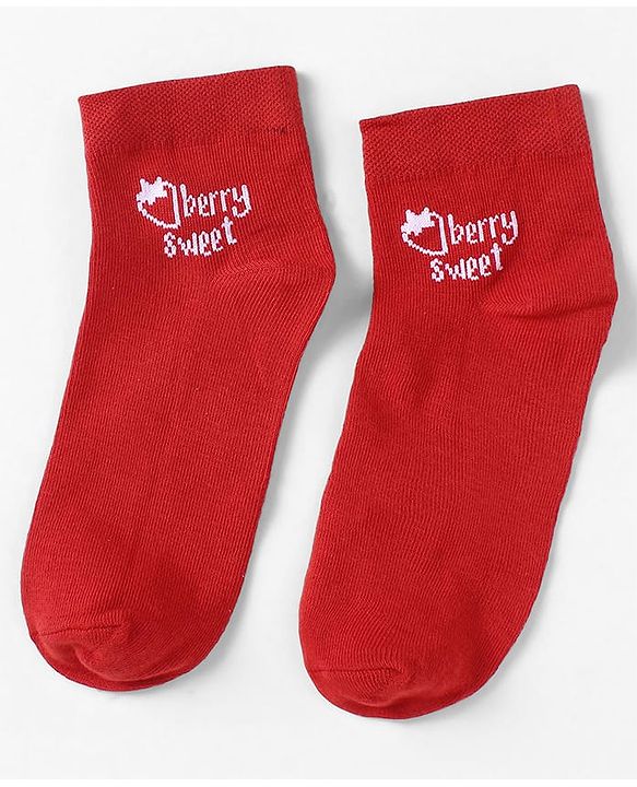 Pine Kids Knit Ankle Length Silvadur Antimicrobial Strawberry Designed Socks Pack Of 3 ( Color May Vary )