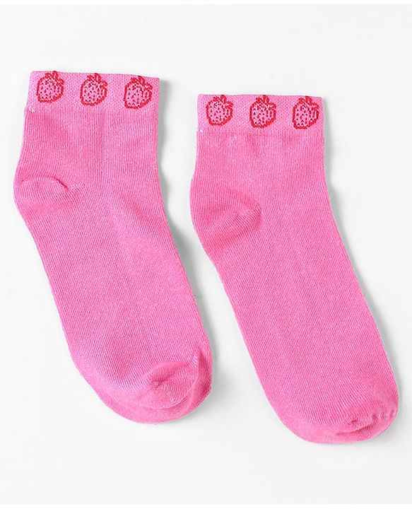 Pine Kids Knit Ankle Length Silvadur Antimicrobial Strawberry Designed Socks Pack Of 3 ( Color May Vary )