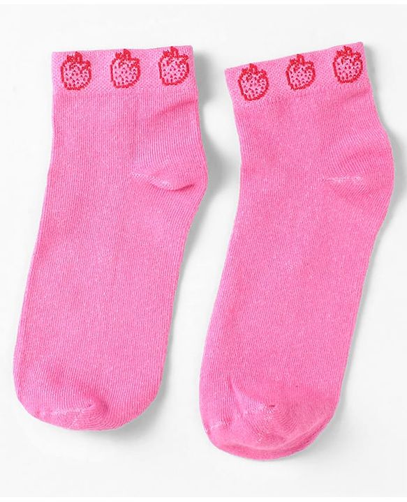 Pine Kids Knit Ankle Length Silvadur Antimicrobial Strawberry Designed Socks Pack Of 3 ( Color May Vary )