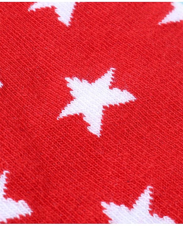 Pine Kids Cotton Nylon Ankle Length Socks Brand Text Stripes & Stars Design Pack of 3 - Red Black & White