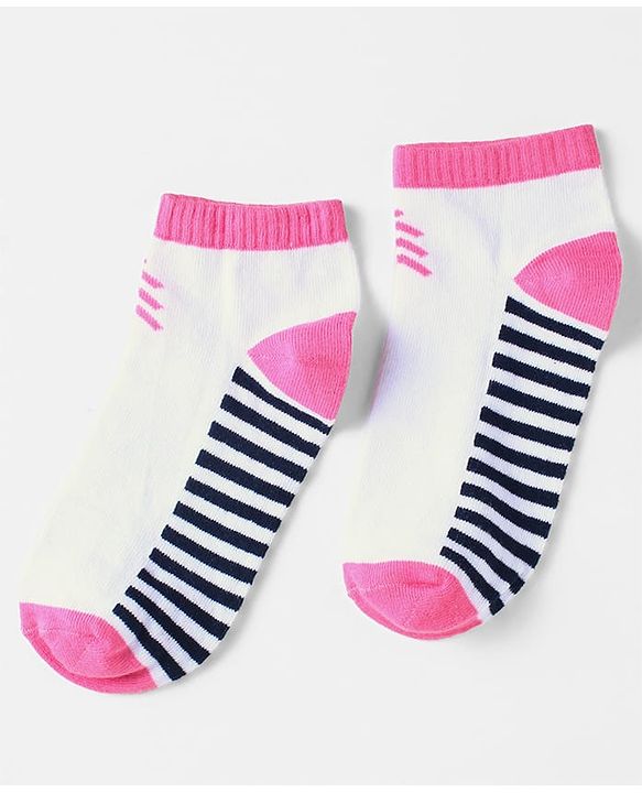 Pine Kids Cotton Nylon Ankle Length Socks Brand Text Stripes & Stars Design Pack of 3 - Red Black & White