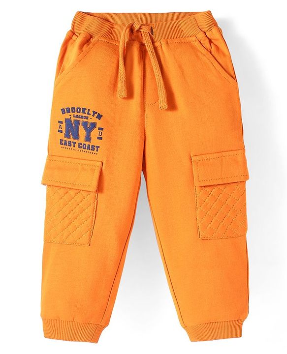 Babyhug Cotton Looper Knit Full Length Lounge Pant With Crocodile Patch- Blue main image 0