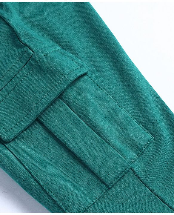 Babyhug Terry Knit Full Length Text Printed Lounge Pant - Teal Blue