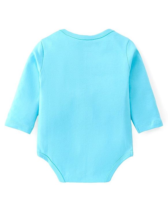 Babyhug 100% Cotton Knit Full Sleeves Onesies with Leggings  & Cap Mitten Booties Lion & Giraffe Print - Blue