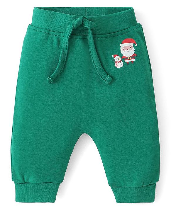 Babyhug Knit Full Length Santa Claus & Striped Diaper Pants Pack Of 3 - Multicolour