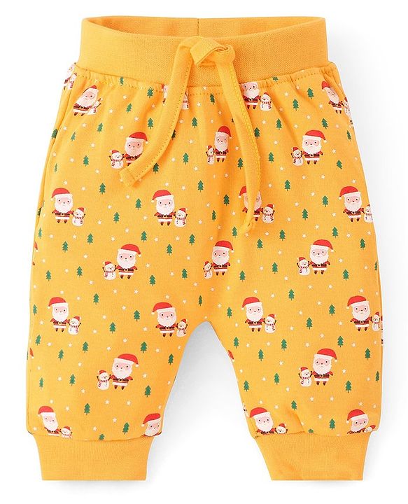 Babyhug Knit Full Length Santa Claus & Striped Diaper Pants Pack Of 3 - Multicolour