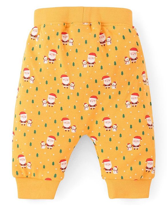Babyhug Knit Full Length Santa Claus & Striped Diaper Pants Pack Of 3 - Multicolour