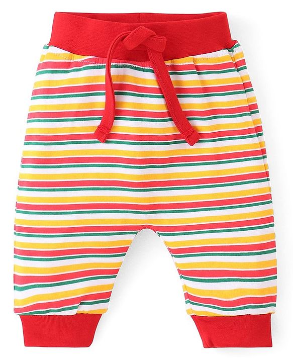 Babyhug Knit Full Length Santa Claus & Striped Diaper Pants Pack Of 3 - Multicolour