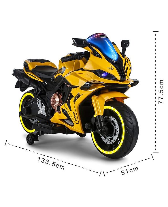 Babyhug CBR Rechargeable EV Battery Operated Ride On Bike with Music & LED Lights - Yellow