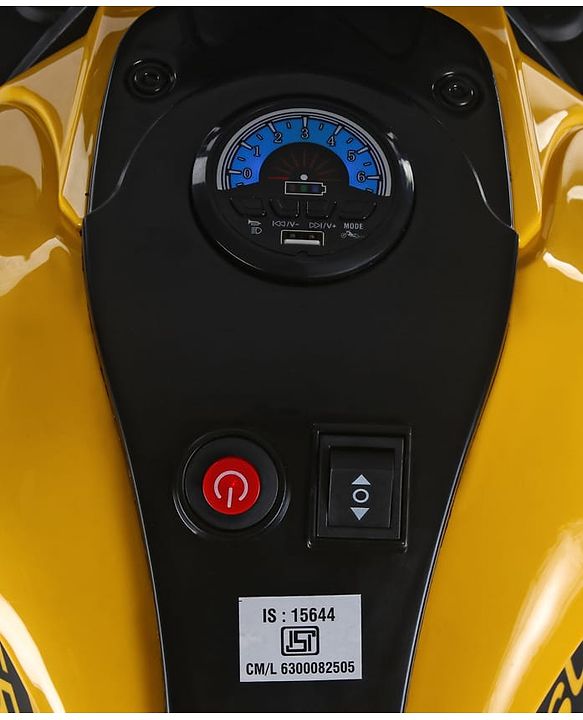 Babyhug CBR Rechargeable EV Battery Operated Ride On Bike with Music & LED Lights - Yellow