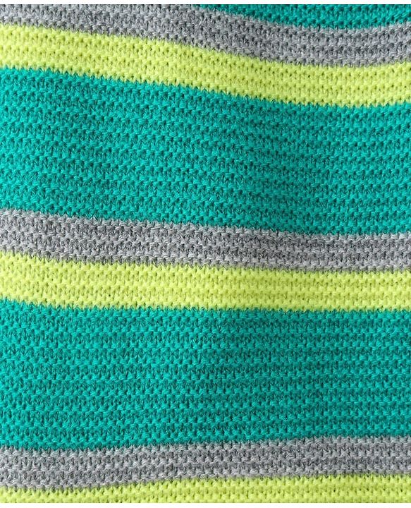 Pine Kids Full Sleeves Front Open  Hood Sweater With Stripes - Mint Green