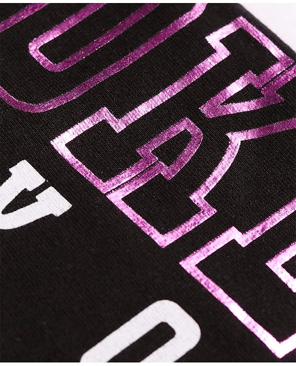 Pine Kids Cotton Knit Full Length Lounge Pant With Text Print - Black