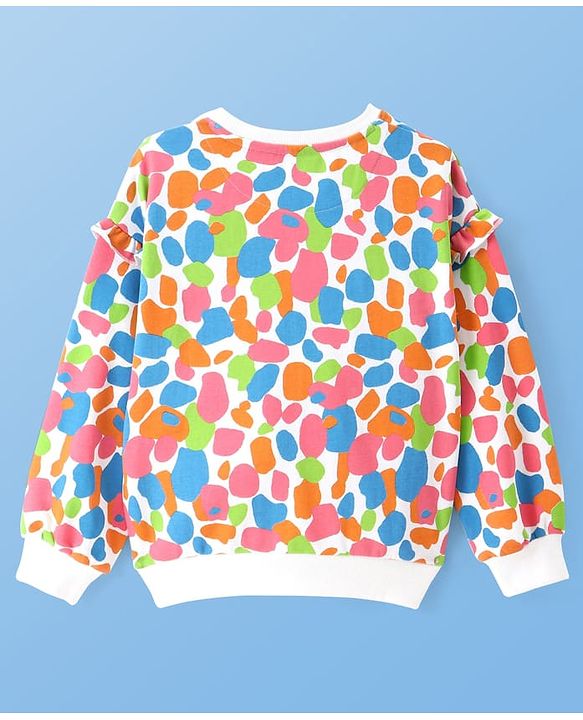 Pine Kids Cotton Knit Full Sleeves Sweatshirt with Glitter Text Print - White