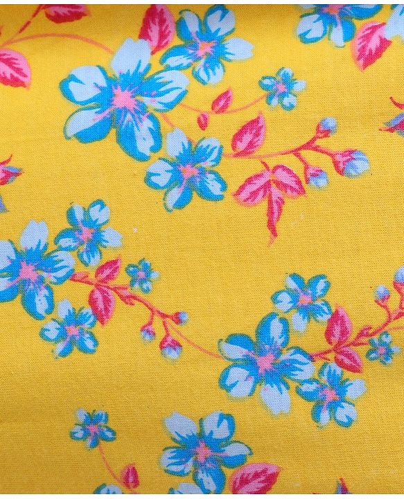 Pine Kids Cotton Knit Flutter Sleeves Jumpsuit Floral Print - Yellow