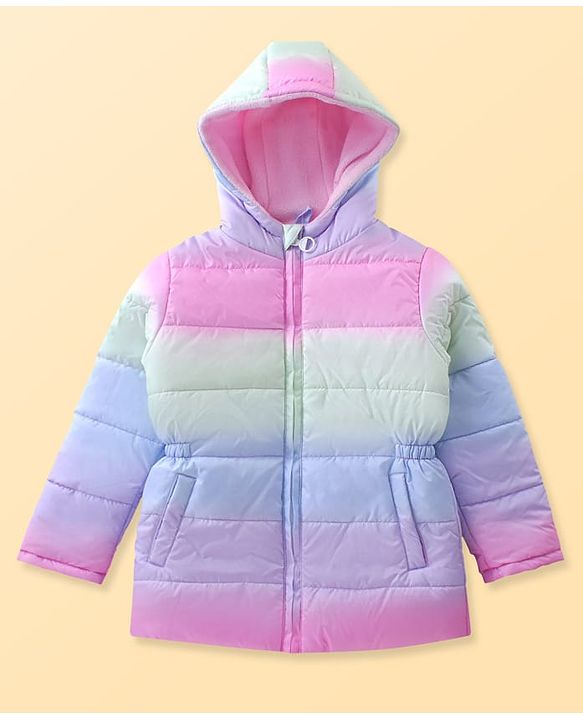 Pine Kids Full Sleeves Padded Jacket with Hood Colour Ombre Print - Multicolour