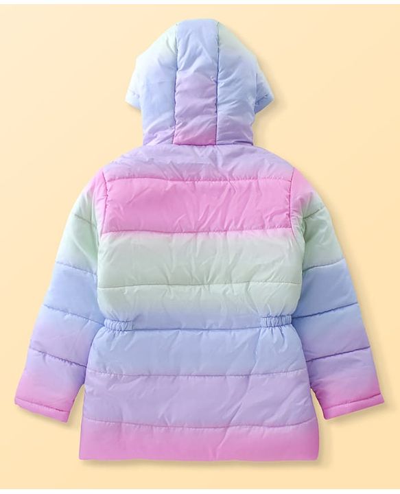 Pine Kids Full Sleeves Padded Jacket with Hood Colour Ombre Print - Multicolour