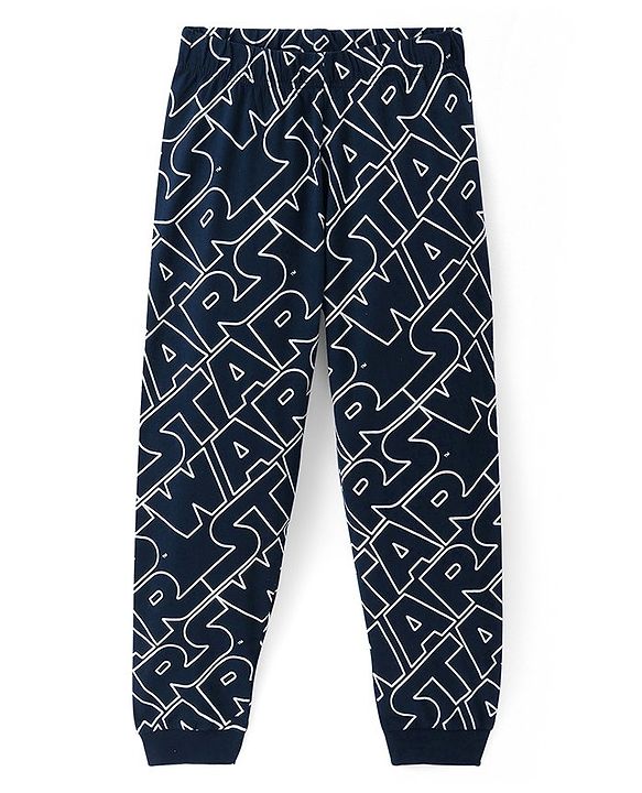 Pine Kids Lucas Single Jersey Full Sleeves Night Suit with Star War Print - Navy Blue