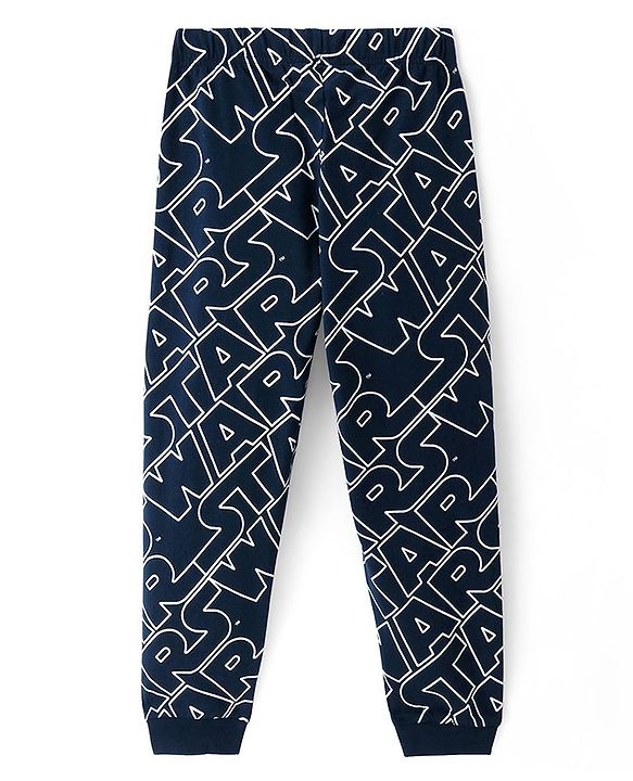 Pine Kids Lucas Single Jersey Full Sleeves Night Suit with Star War Print - Navy Blue