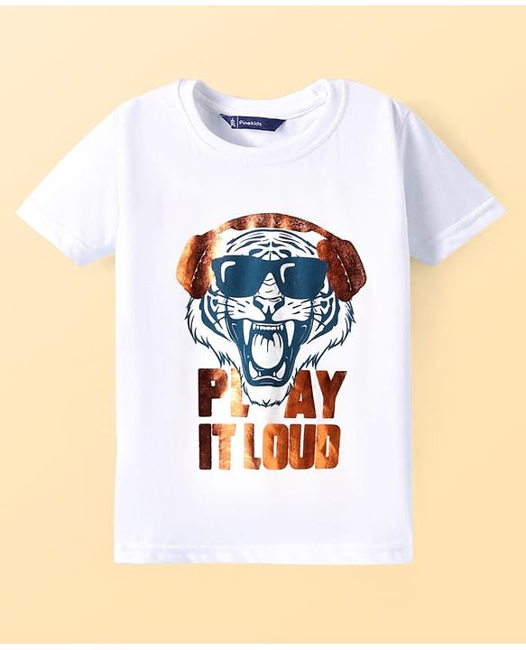 Pine Kids Knit Full Sleeves Blazer With Tiger Printed T-Shirt - Royal Blue & White