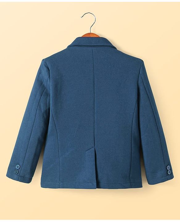 Pine Kids Knit Full Sleeves Blazer With Tiger Printed T-Shirt - Royal Blue & White