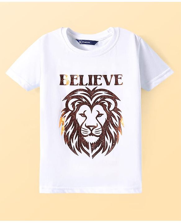 Pine Kids Knit Full Sleeves Solid Color Blazer with Half Sleeves Lion Printed T-Shirt - Maroon