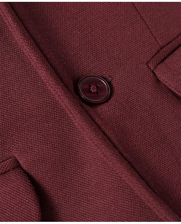 Pine Kids Knit Full Sleeves Solid Color Blazer with Half Sleeves Lion Printed T-Shirt - Maroon
