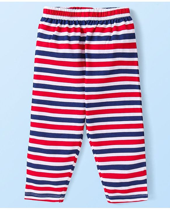Babyhug Cotton Knit Full Sleeves Night Suit with Paw Patrol & Stripes Print - White