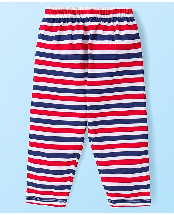 Babyhug Cotton Knit Full Sleeves Night Suit with Paw Patrol & Stripes Print - White
