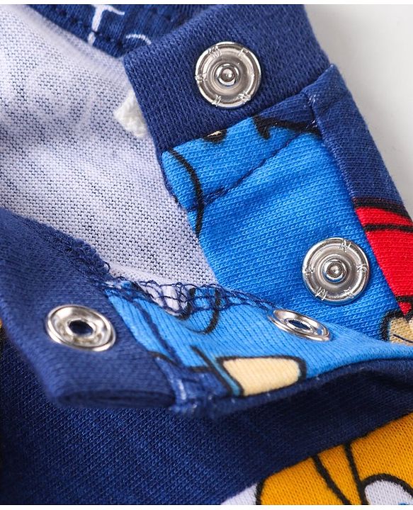 Babyhug Cotton Knit Full Sleeves Night Suit with  Sonic Print - Navy Blue