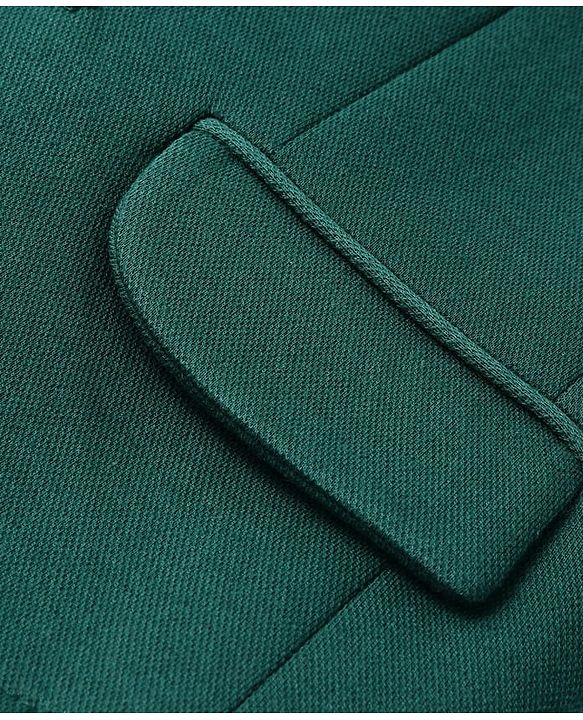 Pine Kids Full Sleeves Knitted Solid Color Blazer - Green