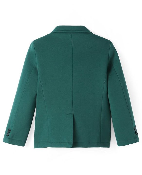 Pine Kids Full Sleeves Knitted Solid Color Blazer - Green