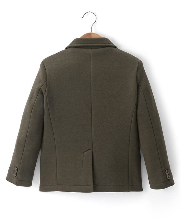 Pine Kids Full Sleeves Solid Colour Blazer - Olive Green