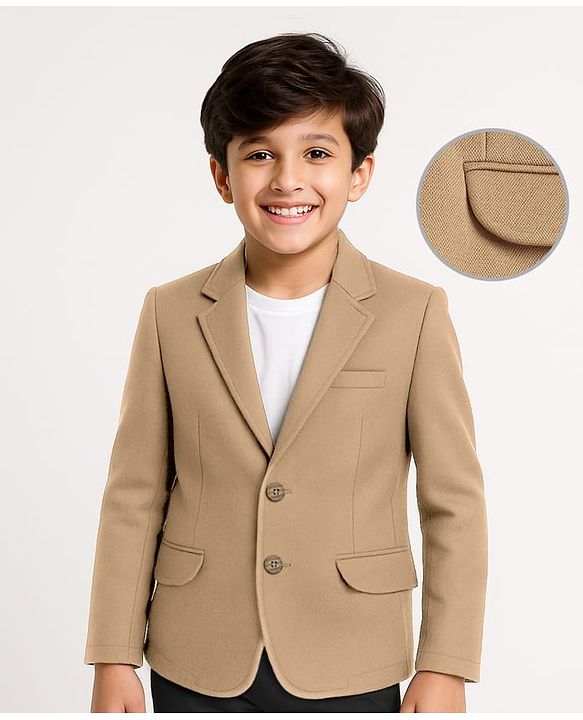 Pine Kids Full Sleeves Solid Colour Blazer - Beige