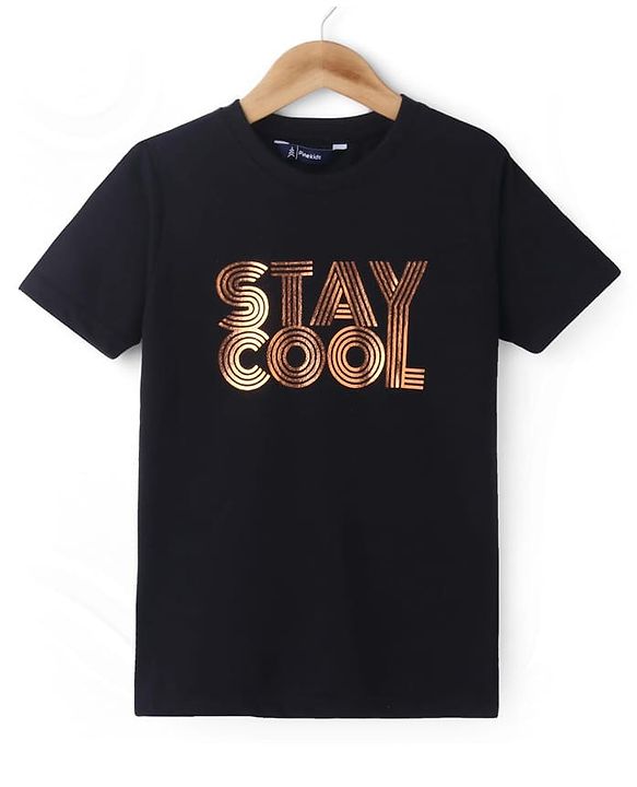 Pine Kids Knit Full Sleeves Solid Colour Blazer & Foil Text Printed T-Shirt- Dark Pink & Black