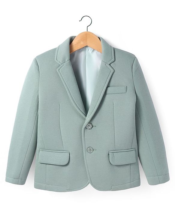 Pine Kids Knit Full Sleeves Solid Colour Blazer & Printed T-Shirt - Sea Green
