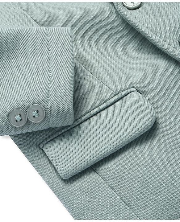Pine Kids Knit Full Sleeves Solid Colour Blazer & Printed T-Shirt - Sea Green