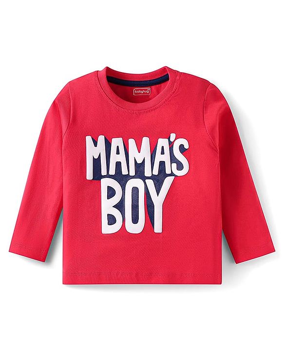 Babyhug Cotton Knit Full Sleeves T-Shirts with Text Print Pack of 3 - Red Blue & Yellow
