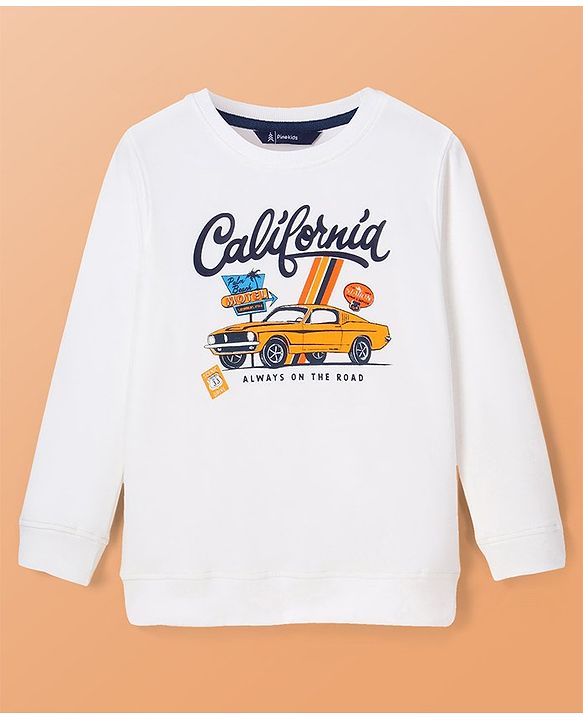 Pine Kids Cotton Knit Full Sleeves Sweatshirt & Joggers Set with Text Print - Navy Blue