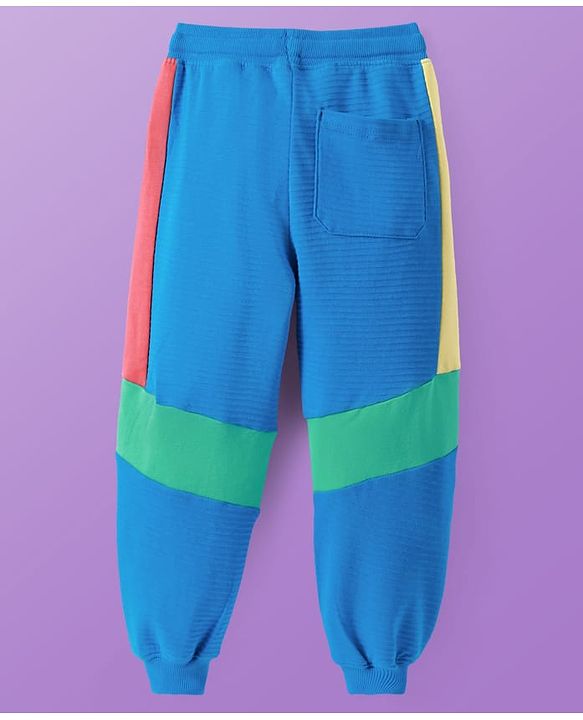 Pine Kids Cotton Knit Full Sleeves Cut & Sew Sweatshirt & Joggers Set with Text Print - Blue & Green