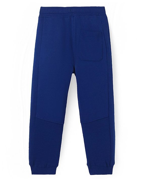 Pine Kids Cotton Knit Full Sleeves Hooded Sweatshirt & Joggers Set with Abstract Print & Kangaroo Pockets -  Navy Blue