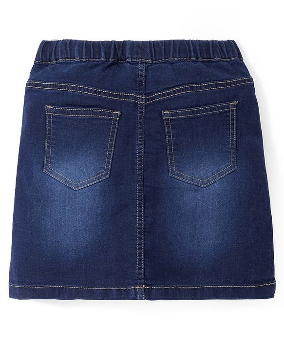 Pine Kids Above Knee Length Denim Washed Skirt - Navy Blue