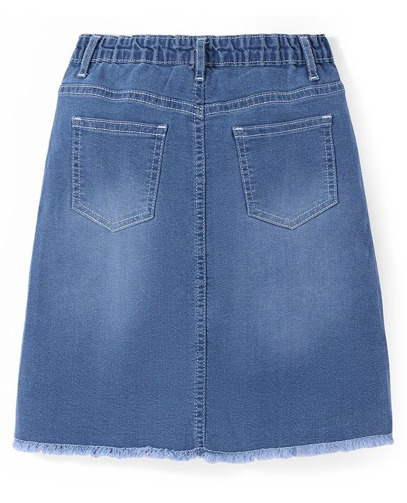 Pine Kids Knee Length Denim Washed Skirt - Navy Blue