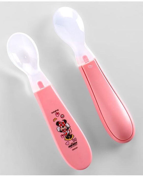 Babyhug Disney Mickey Mouse Silicone Spoons Pack of 2 - Pink