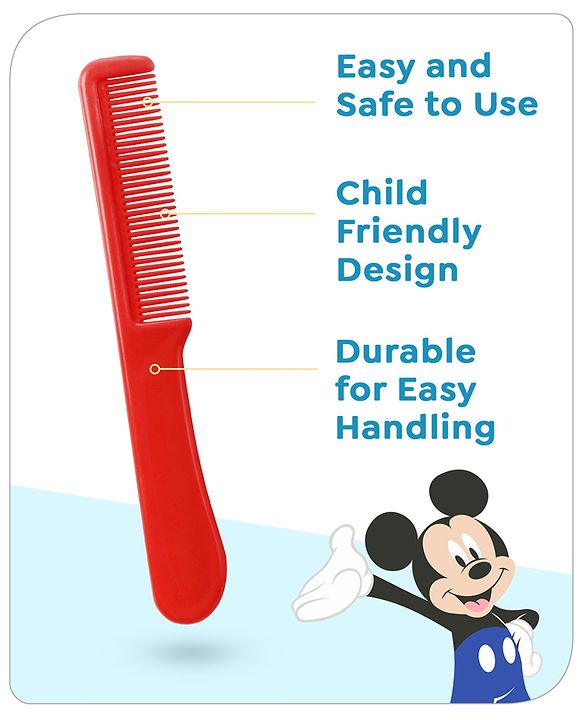Babyhug Disney Mickey Mouse Easy Grip Hair Brush & Comb - Red