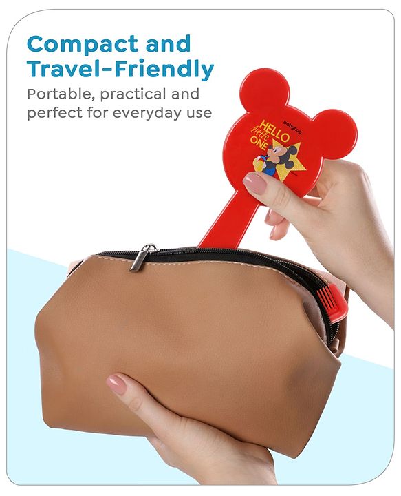 Babyhug Disney Mickey Mouse Easy Grip Hair Brush & Comb - Red