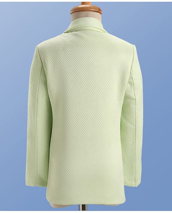 Pine Kids Knit Full Sleeves Solid Blazer with Trouser & Printed T-Shirt - Light Green