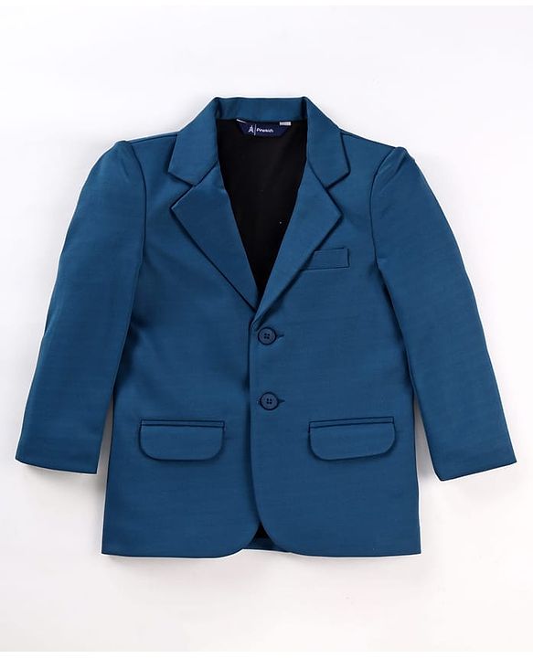 Pine Kids Knit Full Sleeves Solid Colour 3 Piece Party Suit With Bow - Teal Blue