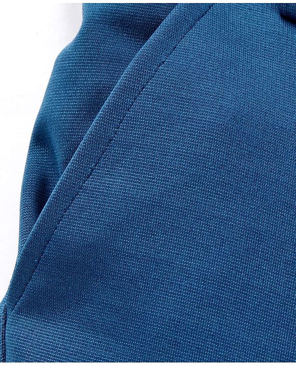 Pine Kids Knit Full Sleeves Solid Colour 3 Piece Party Suit With Bow - Teal Blue