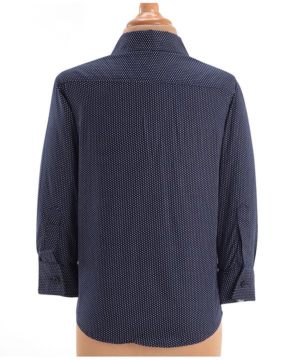 Pine Kids Knit Full Sleeves Solid Color 3 Piece Party Suit with Bow - Navy Blue