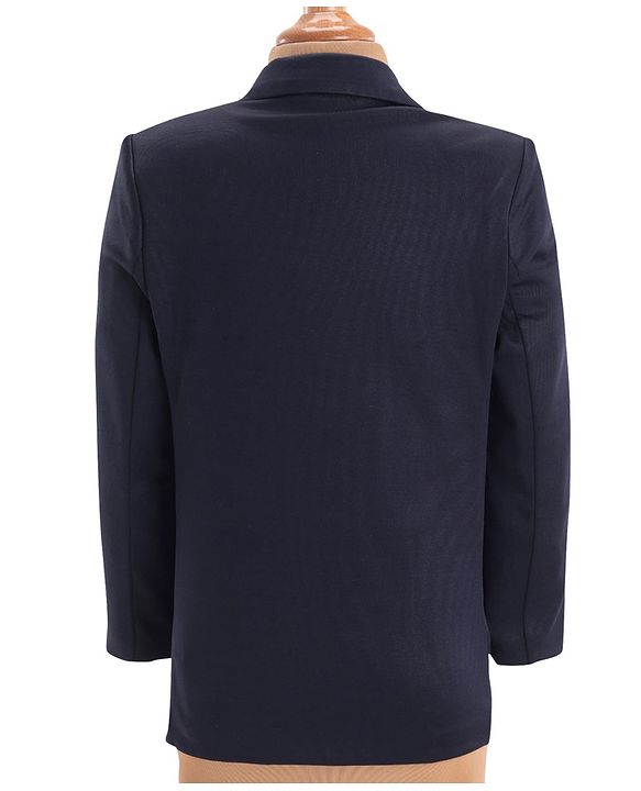 Pine Kids Knit Full Sleeves Solid Color 3 Piece Party Suit with Bow - Navy Blue
